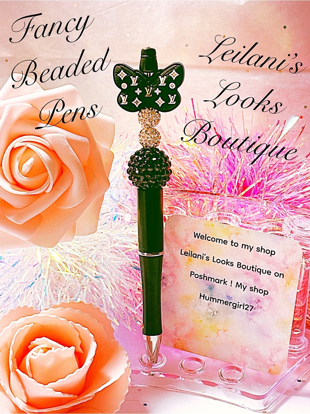 Fancy beaded Pen/gifts/girly/butterfly/